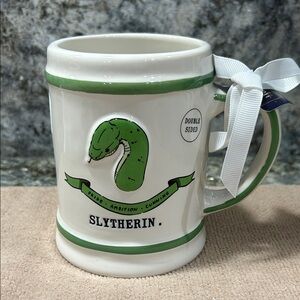 NWT Rae Dunn Slytherin Mug Harry Potter Ceramic Double-Sided Green